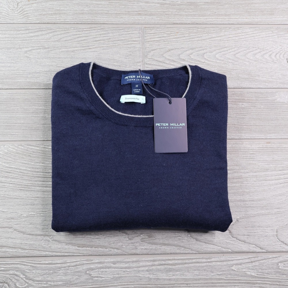 NWT Peter Millar Crown Crafted Excursionist Flex Merino Sweater Men's M Navy